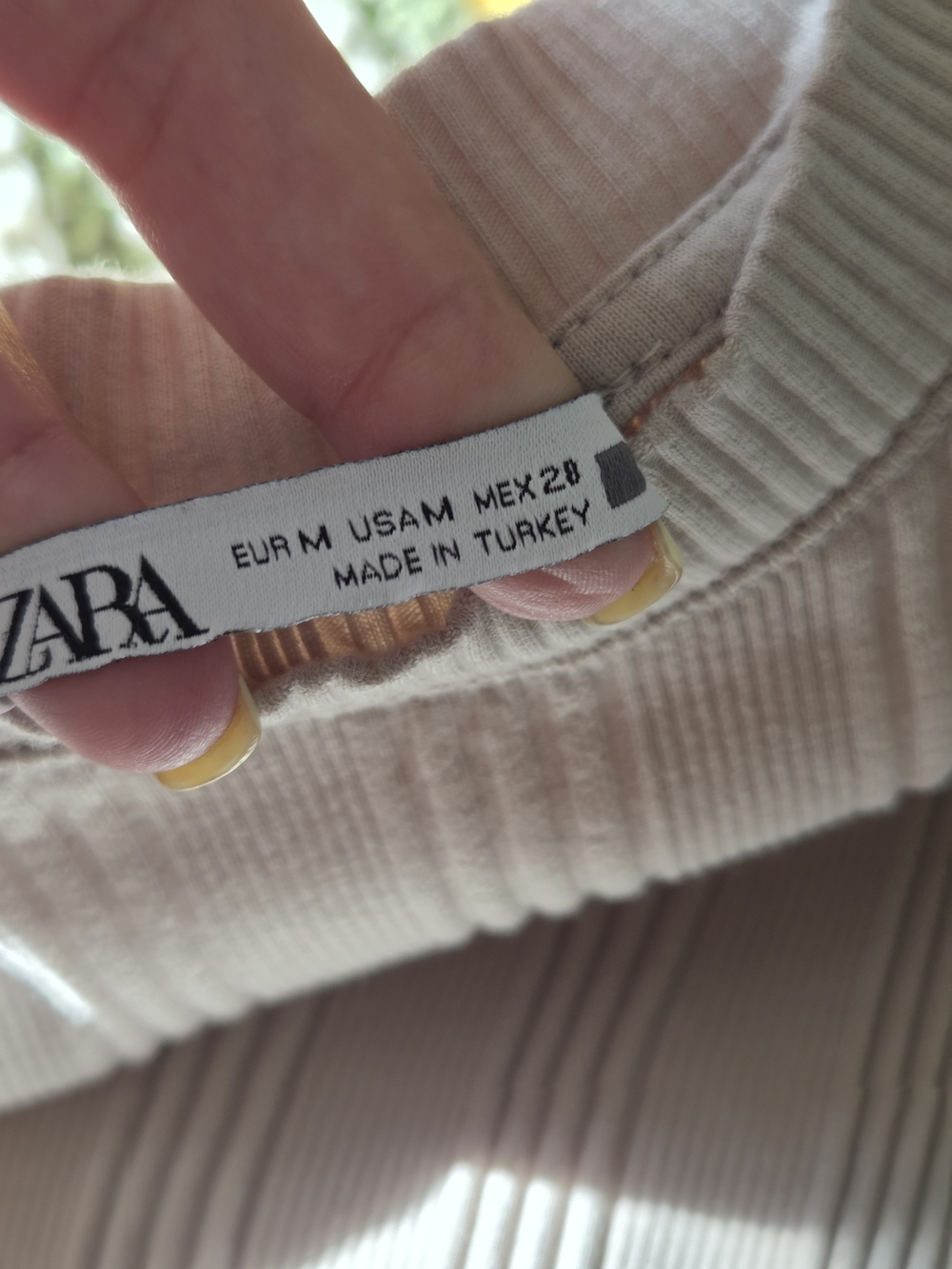 Zara Beige High-Neck Ribbed Racerback Tank Top - Picture 3 of 5